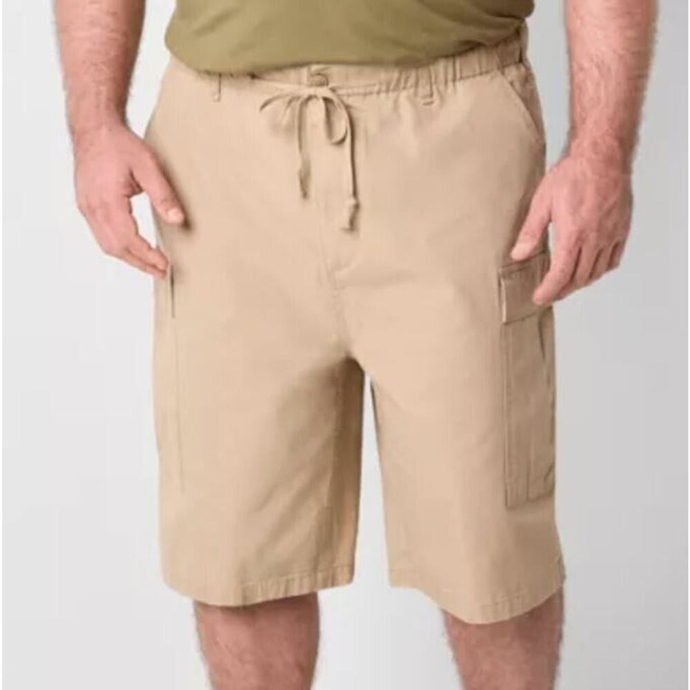 Frye and Co. Big Tall Drawstring Waist Regular Fit Cargo Short Cornstalk 52W $65
